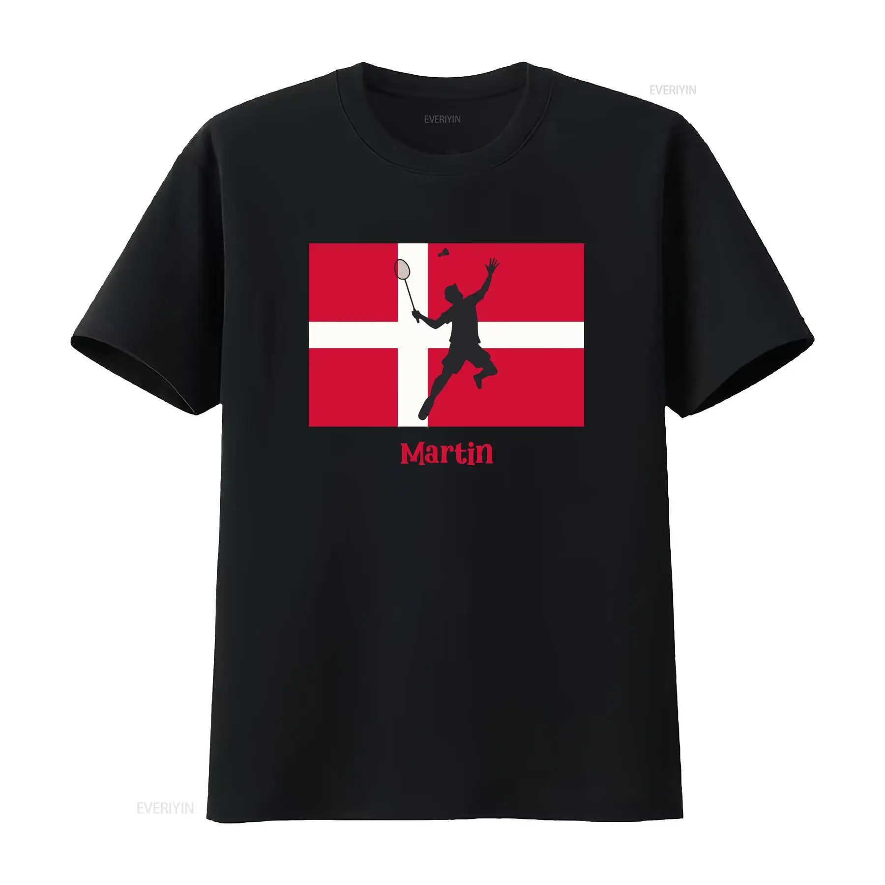 Badminton Denmark - تي شيرت نسائي مخصص بتصميم علم